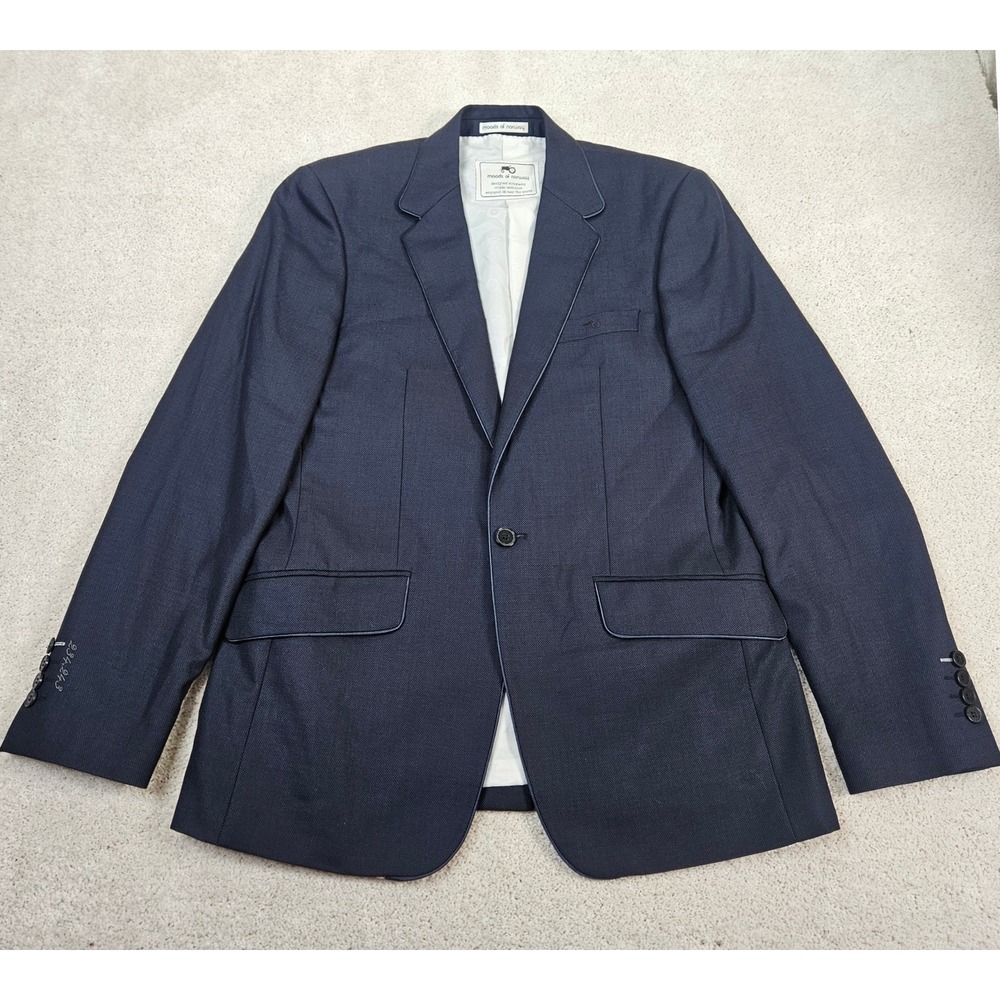 Moods of Norway Navy‎ Wool Silk Blazer Men 40R/50 Modern Scandinavian Minimalist